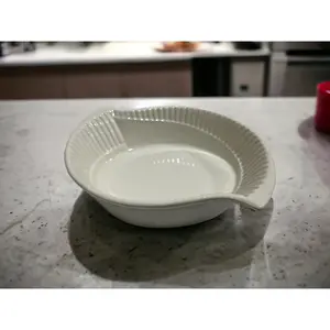 Shell Style Ceramic Serving Bowl - White Smooth Glaze, Unique Shape, Durable & Safe, Dishwasher & Microwave Friendly, 10.75x8x2.25 Inches