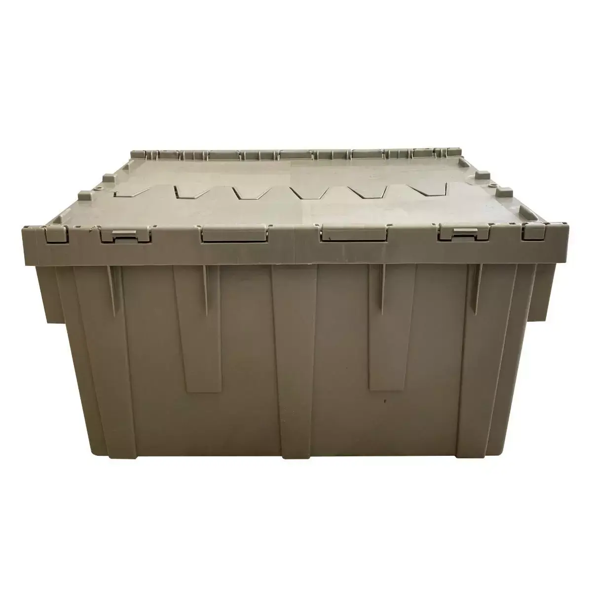 UBMOVE Plastic Rectangular Handheld Attached Lid Container, Durable Storage Home Organizer Box, 25.3x16.3x13.9in Gray