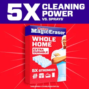Mr. Clean Magic Eraser Sponge, All Purpose Cleaner, Cleaning Scrubber, Wall, Sneaker, Kitchen, Bathroom, Shower Cleaning Supplies, Melamine Sponge, Cleaning Pads, Whole Home Extra Durable, 12ct Pack Pack