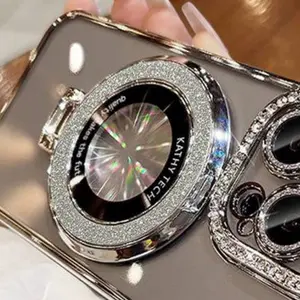 Sparkling Phone Stand, Elegant Extendable Magnetic Foldable Creative Phone Holder, Mount, Luxury Rhinestone Glitter Stand for All Phones