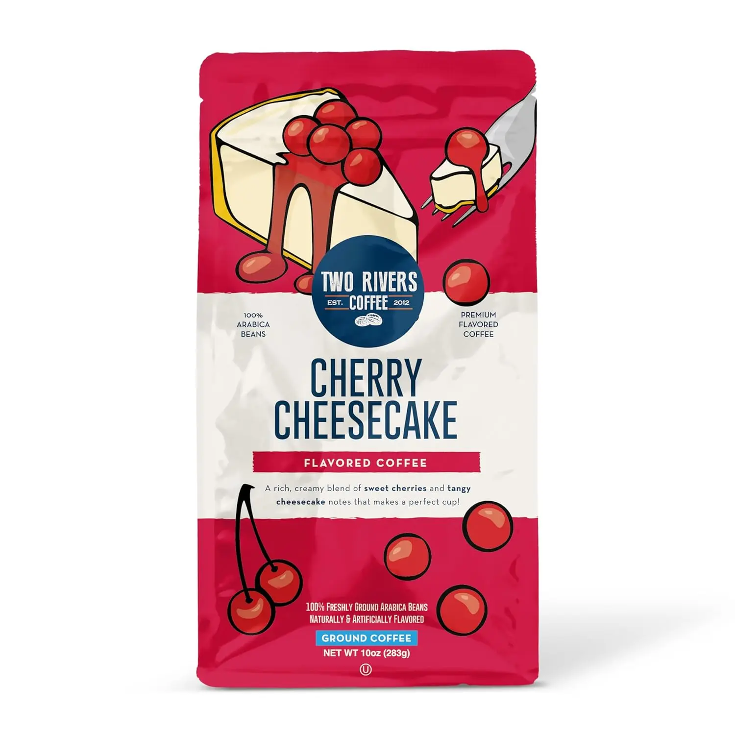Two Rivers Coffee Cherry Cheesecake Flavored Ground Coffee - 10 oz