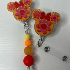 DONUT MINI - Colorful Bead Design with Glittery Donut Motif and Clear Retractable Strap for Easy Access