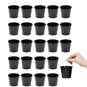 Bulk 48 Pc. Mini Black Metal Pails