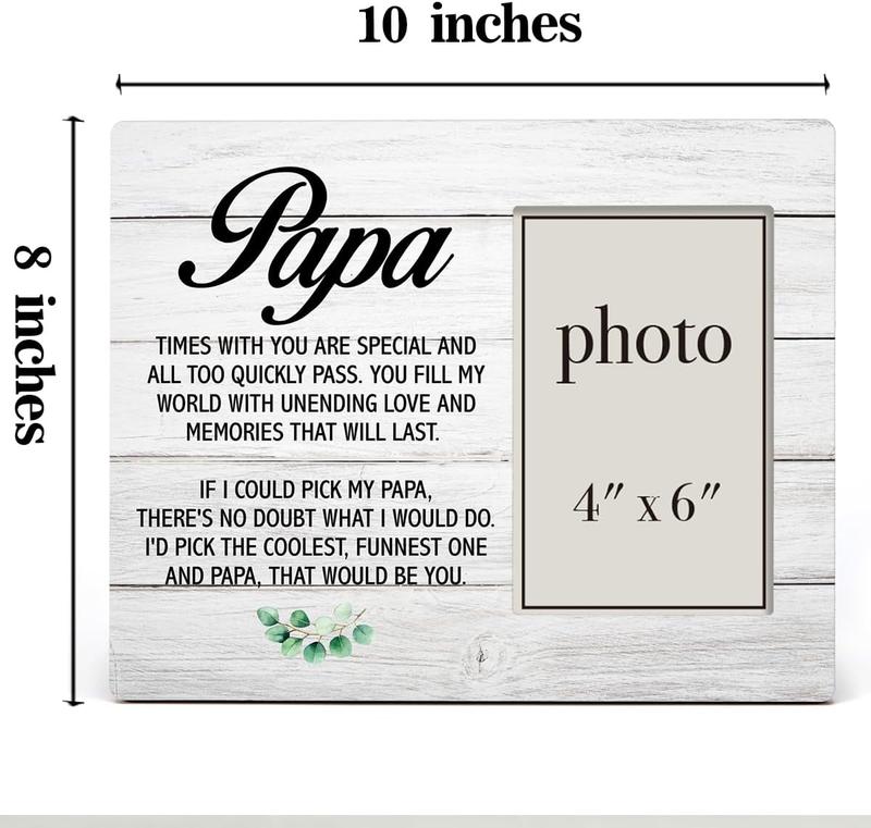 Papa Gift Picture Frame, Gifts for Grandpa Grandad Grandfather, Rustic Papa Wood Picture Frame 8 x 10 Inches, Wall Mount and Tabletop - 4 x 6 Inch Photo