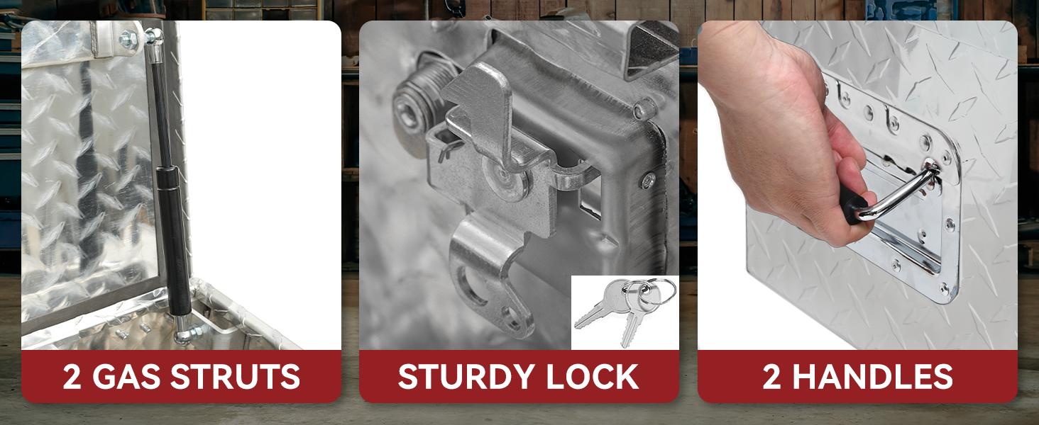 YITAMOTOR 48 Inch Truck Bed Tool Boxes Heavy Duty Aluminum with Sliding Shelf, Diamond Plate Tool Box for Pick Up Truck RV Trailer, Chest Storage Organizer with Lock and Keys, Silver tool  box