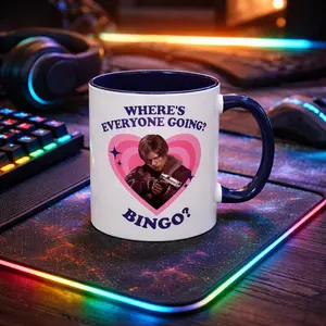 Leon Kennedy Where's Everyone Going? Bingo? Mug, Leon Kennedy Accent mug, Leon Kennedy RE9 Mug