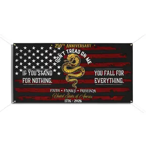 Don’t Tread On Me 250th Anniversary Banner, Patriotic Gadsden Snake American Flag 1776-2026, Faith Family Freedom USA Outdoor Yard Decor, Independence Celebration Sign