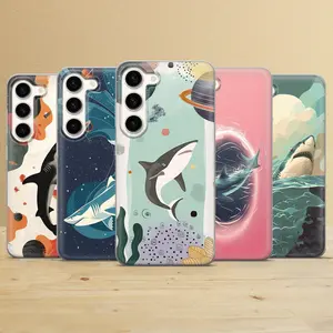 White Shark Aesthetic Phone Case, modern aquatic vibe, minimalist ocean predator illustration design, slim anti drop shockproof cover, unique gift for teens