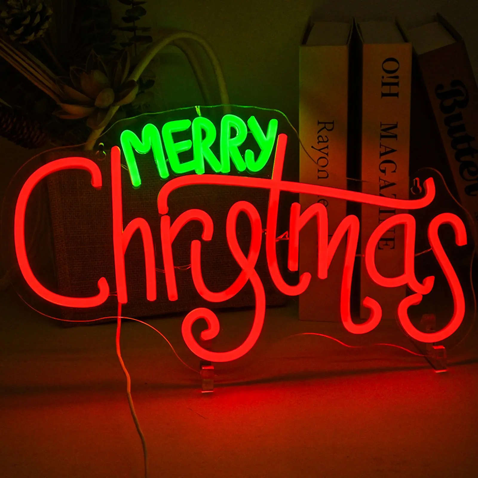 Merry Christmas Neon Sign, USB Plug LED Wall Mounted Neon Decoration Light, Decorative Neon Sign for Home, Office, Shop, Coffee Shop, Restaurant