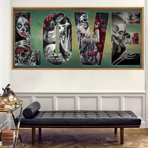 Skull & Rose Pattern DIY Diamond Arts Colorful Painting Kit without Frame, DIY 5D Diamond Arts Colorful Painting Kit, Wall Art Decor for Home Living Room Bedroom