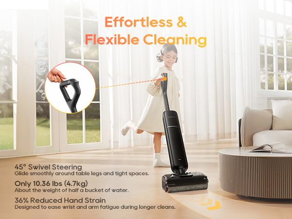 [New Launch] DREAME Aero Wet Dry Vacuum Cleaner, All-in-ONE Vacuum Mop for Wet & Dry Messes, 0 Hair Residue Great for Pet Owners, One-Press Self-Clean, 180° Lie Flat, 35mins Runtime for Hard Floor Cleaning
