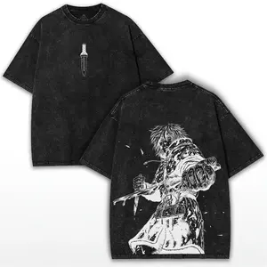 ToolHeaven Vinland Saga x Anime – Darkcore Warrior Oversized Tee with Bold Back Art Print & Washed Streetwear Drop
