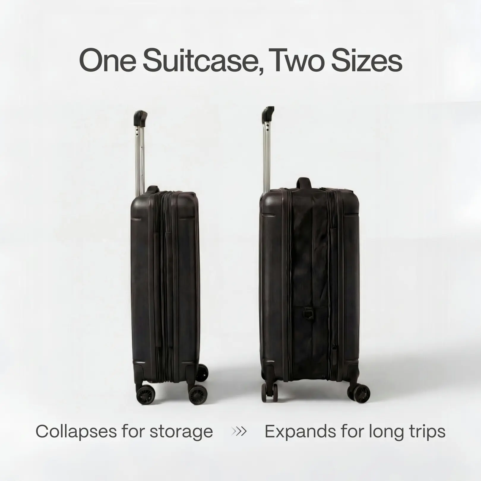 Collapsible Carry-On Luggage, Expandable PC Hard-Shell Suitcase with 360° Spinner Wheels & TSA Lock, Portable Travel Bag