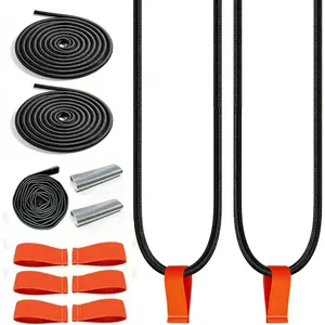 2PCS Heavy-Duty Replacement Wakeboard Tower Rack Bungee Cord Kit, Reinforced Elastic Strap with 45 Clips, 6 Pull Tabs & Adhesive-Lined Tubing, Fits Wakeboard Wakesurf Kneeboard Surfboard