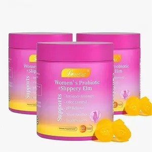 （3 Bottles） LEEFAR Her Juicy Feminine Probiotics Gummies- All in One Solution with Slippery Elm and Prebiotics&Lactobacillus Probiotic Blend for Women’s pH Balance and Dryness - Hawaiian Pineapple Gummies 60 Count probiotics women