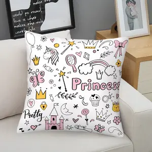 Cute Princess Throw Pillow, Kawaii Unicorn Cushion, Aesthetic Accent Pillow (Includes Pillow Core), Soft Plush Decorative Pillow for Little Girls Bedroom, Couch & Princess Room Decor