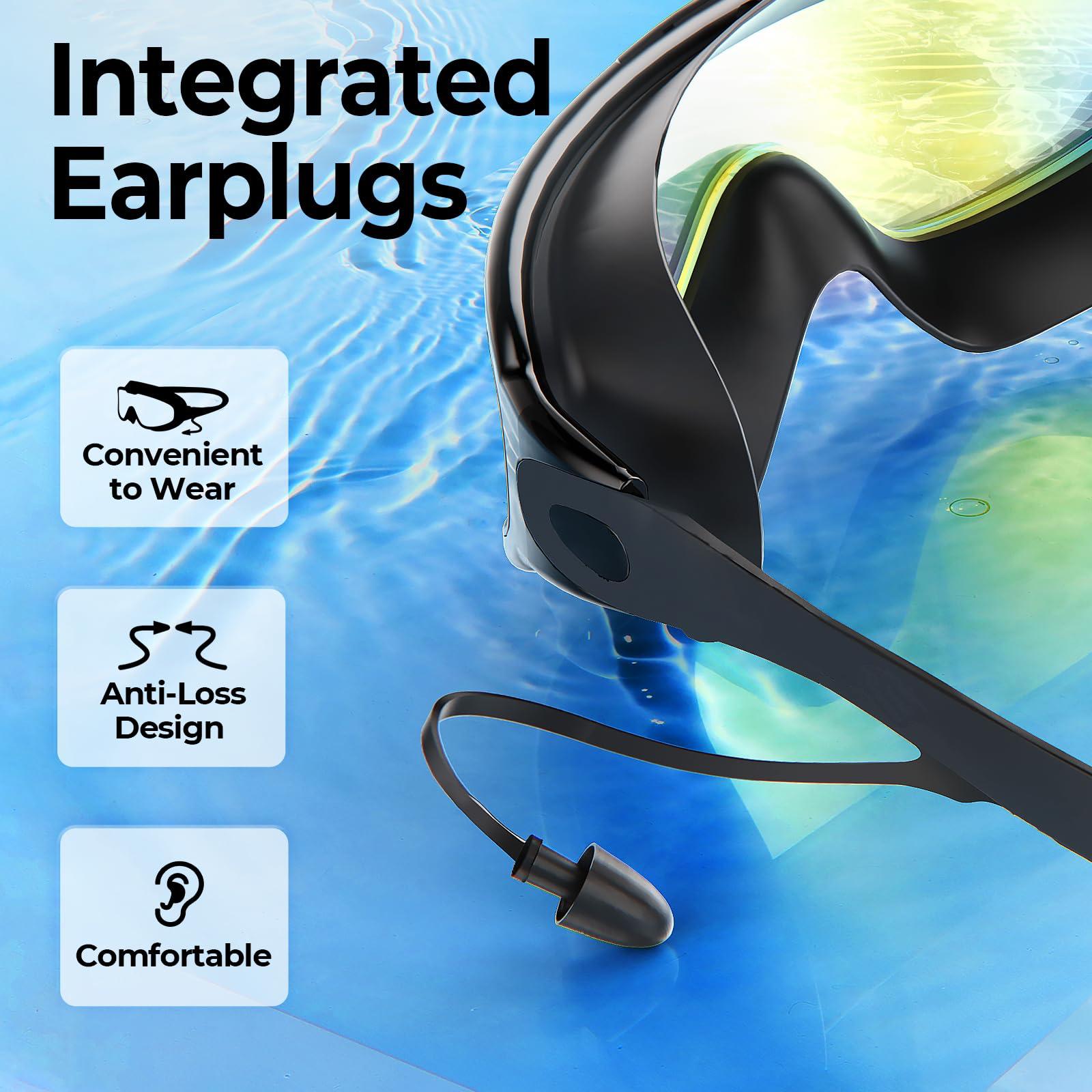 Swim Goggles 2 Pack, Wide View Anti Fog & UV, Best Swimming Goggles for Adults with Comfort and Fit, No Leaking Water Goggles, Diving Goggles with Hydrodynamic Design & Micro-Fin Technology, Anti Turbulence Pool Goggles for Men Women Youth