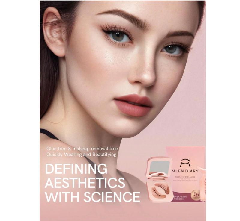 Suit For Natural Makeup Soft Magnetic Eyelashes All-In-One Kitwith Applicator, Reusable Magnetic Lashes WithoutEyeliner, Glue-Free False Lashes, Waterproof. Lightweight