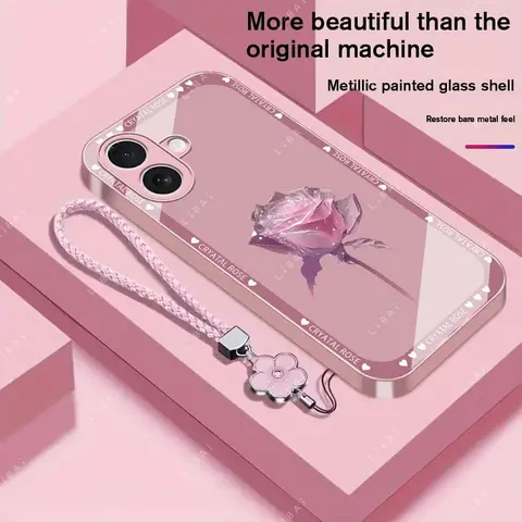 Suitable for [iPhone 17] Brand new premium phone case,  Free four-leaf clover lanyard，drop-proof and fingerprint-resistant，simple and elegant design，multiple colors available YM99
