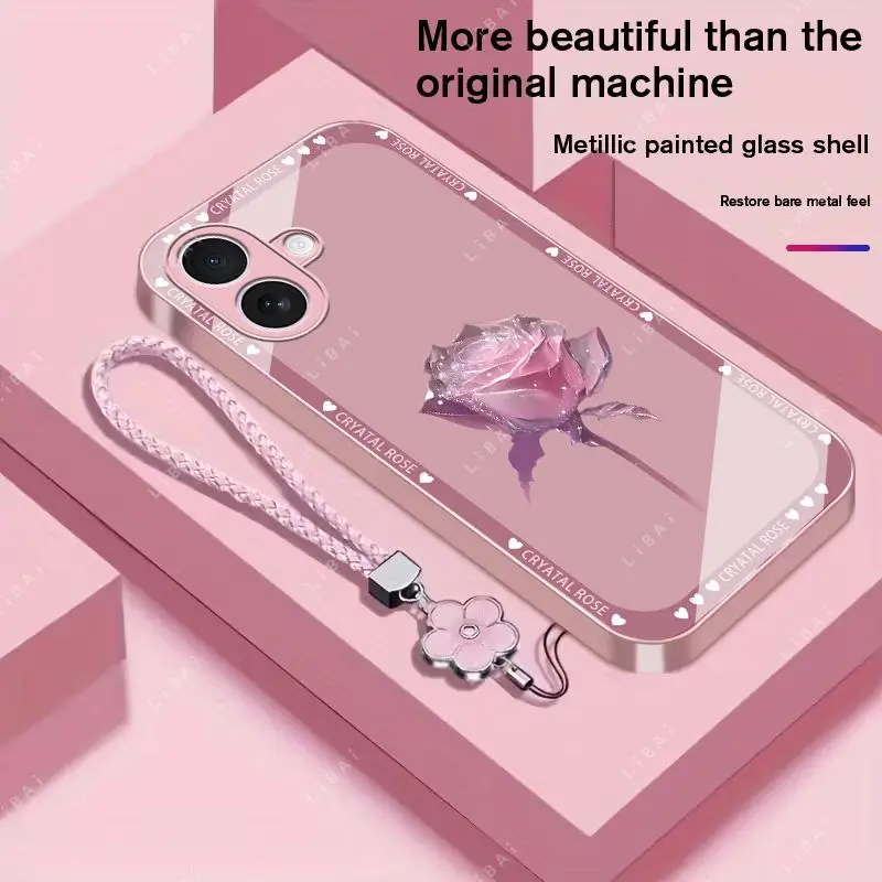 Suitable for [iPhone 17] Brand new premium phone case,  Free four-leaf clover lanyard，drop-proof and fingerprint-resistant，simple and elegant design，multiple colors available YM99