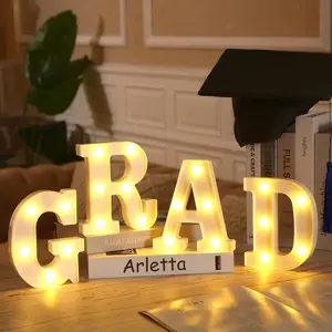 4 Graduation Decorations 2026 Grad LED Marquee Letters Graduation Table Light Up Sign for Kindergarten Preschool High School College Class of 2026 Grad Supplies(White)