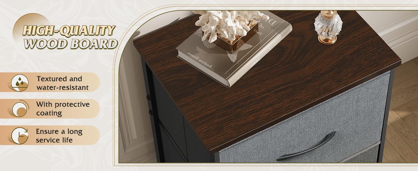 WLIVE Night Stand Set 2, Nightstand with 2 Fabric Drawers, Small Dresser for Bedroom, Bedside Table for Small Spaces, Dorm