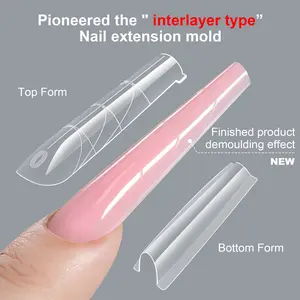 256Pieces Nail Sandwich Dual Form Nail Tips Quickly Building Gel Form Nail System Full Cover Tips Nail Extension Form Nail Art