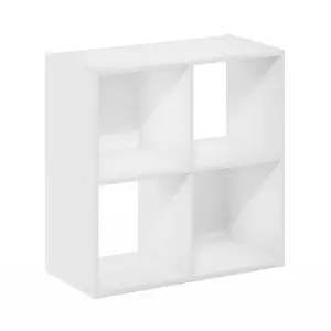 PELLI 2x2 Cube Bookshelf with Storage, Modern Bookshelf, 11.6x24.2x24.2 in Cube Storage Cabinet, Contemporary Home Decor for Living Room, Home Office, White Indoor Furniture Shelves & Racks