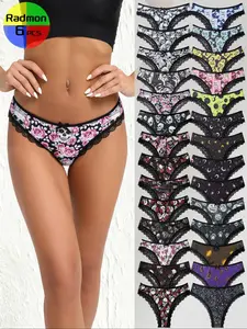 Women's Underwear Set, Moon & Star Design, Lace Low Waist Belted, Seamless Crotch Design, Polyester Blend Seamless Fabric, Comfortable Fit for Special Occasions, Trim Lace Panty