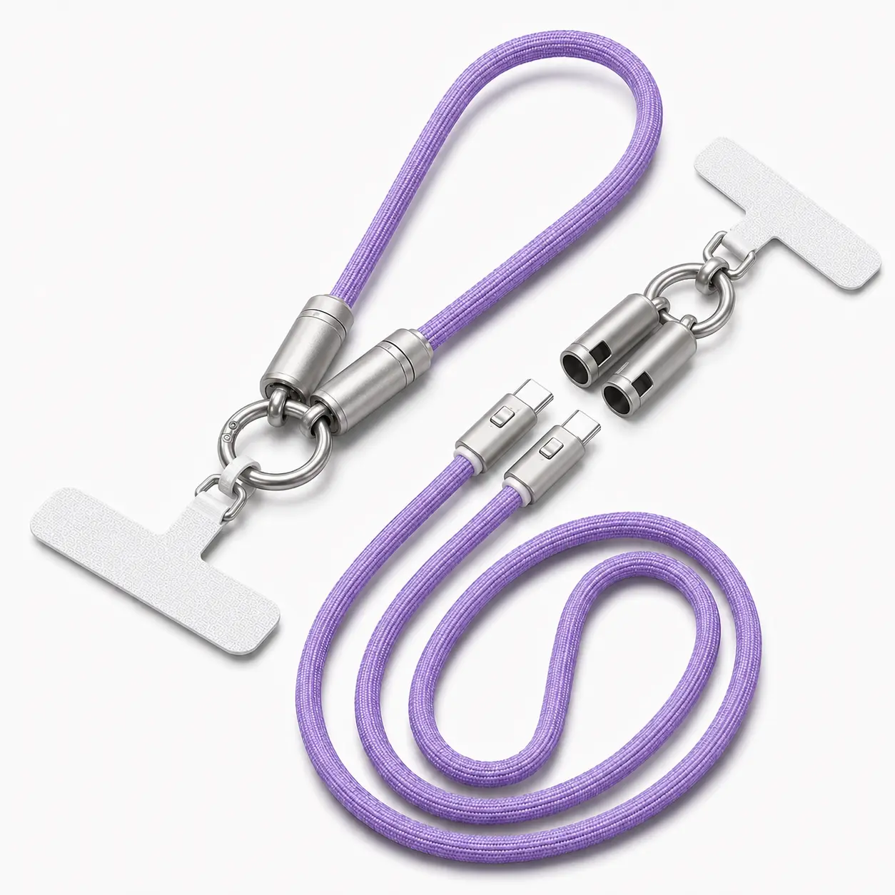 USB C Phone Lanyard Charging Cable, 240W Type C to Type C Fast Charging Cord with Detachable Wrist Strap, PD 3.1 5A Braided Phone Strap Cable for iPhone 15/16/17, Samsung, iPad, MacBook convenient design