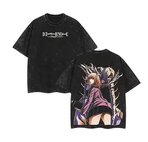 Classic Anime DEATH NOTE Yagami Light Graphic Print T-shirt Men Women Vintage Washed Oversized Cotton Comfortable Summer New Tee 1