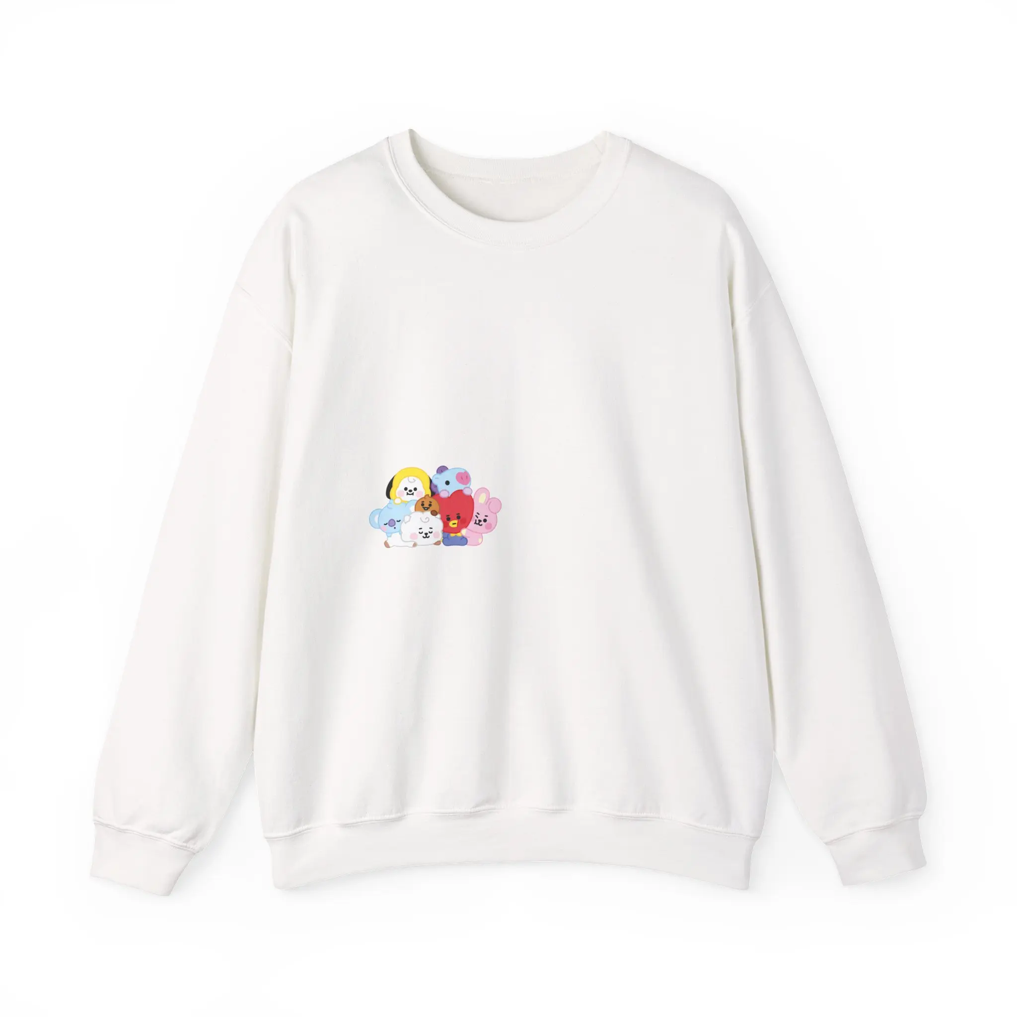 Cute Cartoon Plush Characters Crewneck Sweatshirt | Small Chest Design