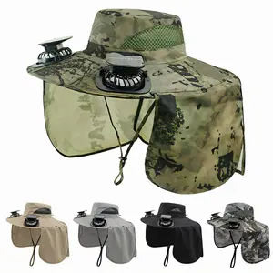Solar Fan Large Wind Mute Rechargeable Clip Hat Men's Summer Sunscreen Hat Outdoor Shawl Sun Hat