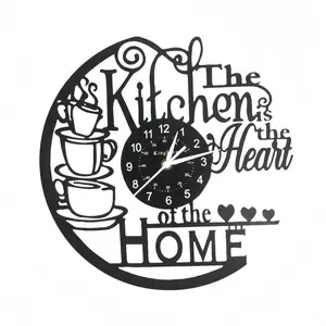 Coffee Cup Theme Vinyl Wall Clock, Home Living Room Bedroom Coffee Shop Decor, Perfect Gift for Friends, No Battery Included