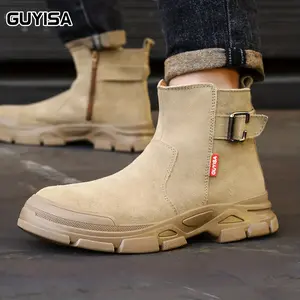 GUYISA Camel Fire-Resistant Welders Shoes Anti-scald Anti-smash Stab-proof Round Toe Closed Safety Boots for Winter Spring Summer Workwear Puncture Resistant