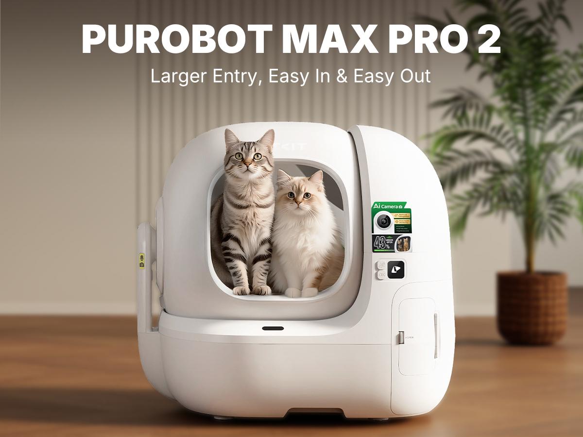 PETKIT PUROBOT MAX PRO2 AI-Camera Self Cleaning Cat Litter Box, 210° Wide Angle Lens, Automatic Cat Litter Box for Multiple Cats, 5G&2.4G WiFi/App Control/Odor-Free