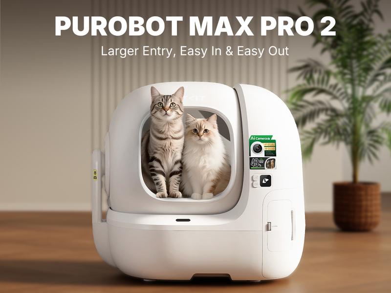 PETKIT PUROBOT MAX PRO2 AI-Camera Self Cleaning Cat Litter Box, 210° Wide Angle Lens, Automatic Cat Litter Box for Multiple Cats, 5G&2.4G WiFi/App Control/Odor-Free