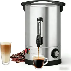 110-Cup Commercial Coffee Urn, 16L /4.2 Gal Double Wall Insulation Coffee Dispenser, Stainless Steel Large Hot Beverage Dispenser with Automatic Temperature Control & Faucet for Party Buffet, Silver