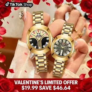 Women's Gold Luxury Jewelry Watch Quartz Wristwatch with Diamond Crystal Dial Stainless Steel Bracelet Date Display Waterproof Elegant Dress Watch Perfect Gift for Her