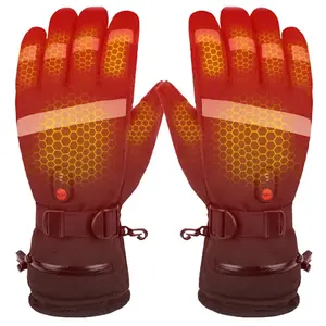 Heated gloves with touch screen charging and five finger heating for sports skiing electrically heated and warm gloves