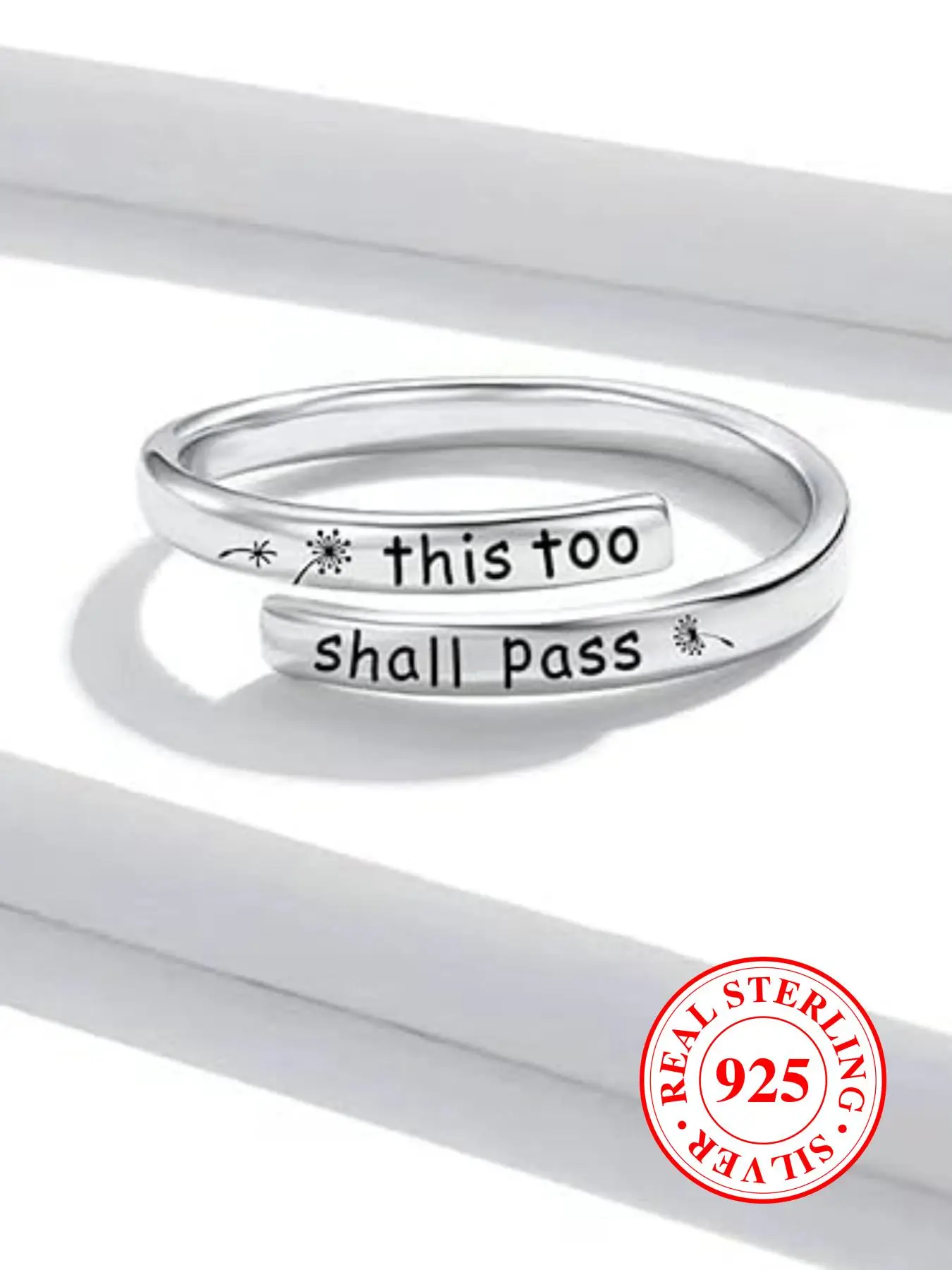 S925 Sterling Silver Cute Letter Engraving Cuff Ring, Fashion Jewelry for Party, Daily Clothing Decor, Trendy All-match & Exquisite Jewelry for Birthd