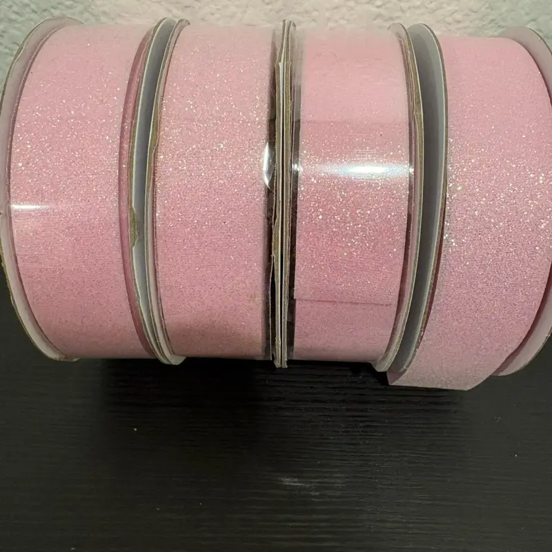 7/8" Frosted Sparkling Pink Glitter Ribbon -25 yards 7/8" Frosted Sparkling Pink Glitter Ribbon -25 yards