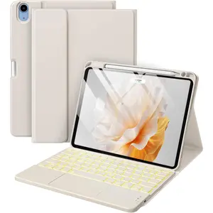 Compatible with iPad Air 11 Inch & Air 5th/ Air 4th Generation Case with Keyboard - Multi-Touch Trackpad, 7-Color Backlit, Detachable Folio Cover for Air 11-inch M3/M2 (2025/2024) (Starlight)