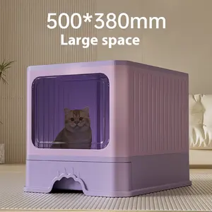 Extra-Large Enclosed Cat Litter Box with Foldable Drawer & Odor Control - Splash-Proof Essentials for Cat Owners 2025  cat  products pet toilet new year closed stuff resistant gadgets