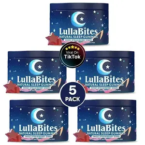 LullaBites Natural Sleep Gummies - 30 Servings -Sweet Strawberry Stars(Melatonin Free)