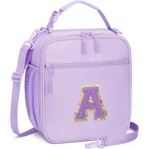 Insulated Lunch Bag for Girls Kids - Back to School Gift, Reusable Leak-proof Lunch Box with Adjustable Strap, Portable Durable Cooler for School Daycare Travel Picnic (Purple,A)