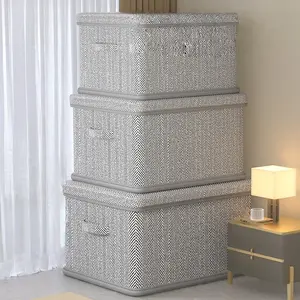 Large Capacity Clothes Storage Box, Home Use Foldable Organizer Basket, Snack Toy Storage Bin with Lid, Multi-Layer Wardrobe Container, Clothes Storage Organiser