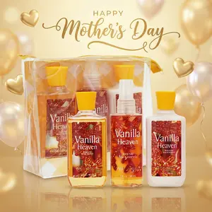 Mother's Day Gift-Vital Luxury Vanilla Heaven Bath & Body Care Set – 3oz Shower Gel, 3oz Body Lotion, 3oz Body Mist, 2.5oz Bath Salt | Rich Foam, All-Day Fresh Scent, Moisturizing & Revitalizing | Ideal Gift for Mom, Wife, Sister, or Girlfriend!