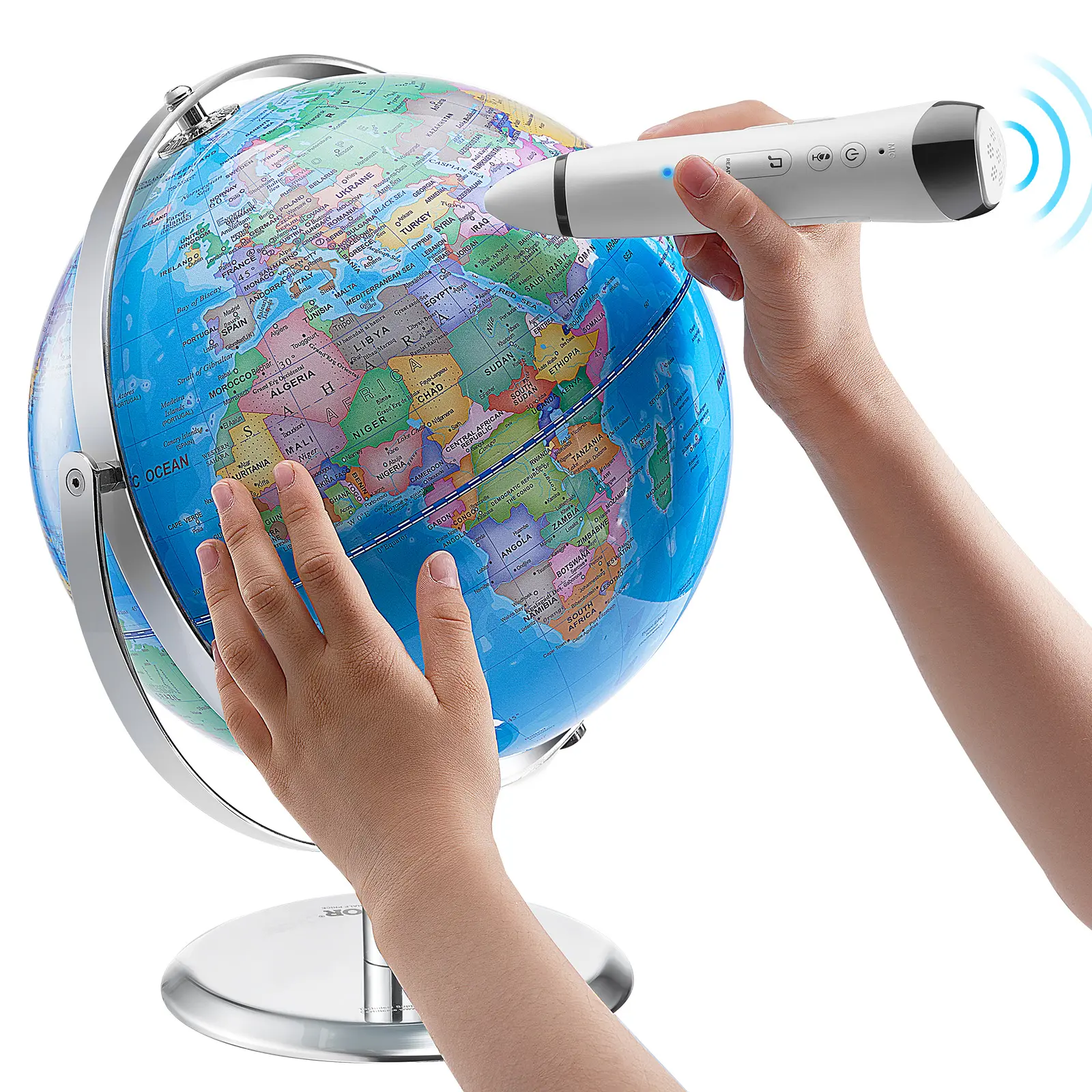Spring new arrivals Talking World Globe, 9 in/228.6 mm, Interactive Globe for Kids Early Learning Teaching, Educational Globe with Smart Talking Pen LED Night Light USB Interface, Gifts for Children Boys & Girls