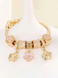 Single Piece Light Luxury Versatile Crystal Enamel Flower Beaded Bracelet, Sweet Style, Smooth Skin-friendly Beads/Clear 3D Flower Patterns, Great for Girlfriend Gifts/Festival Outfits, Suitable for Girls Pursuing Sweet Temperament, Flower Design Bracelet